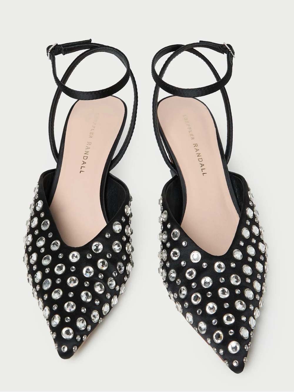 Loeffler Randall Rio Black Crystal Kitten Heels 8.5 NWOB